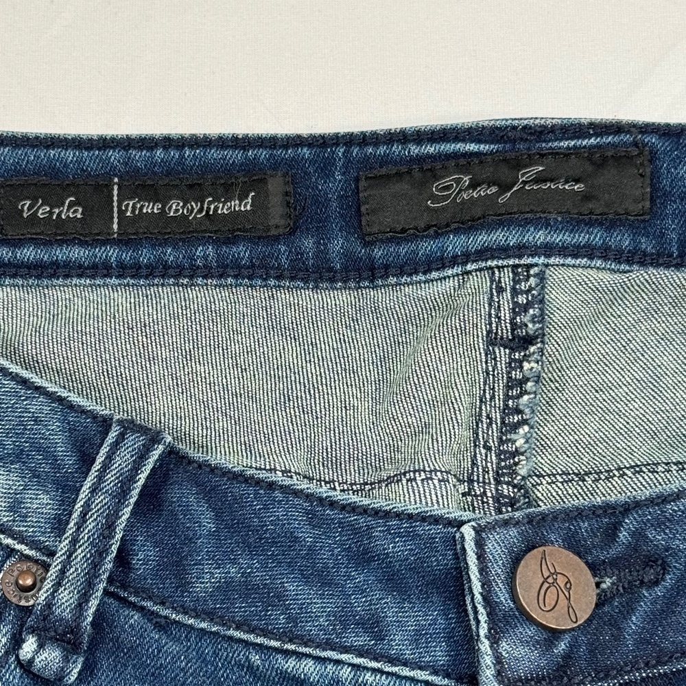 NWT Poetic Justice Verla Boyfriend Jeans Dark Wash Distressed Bleached Size 28 R - Picture 3 of 13